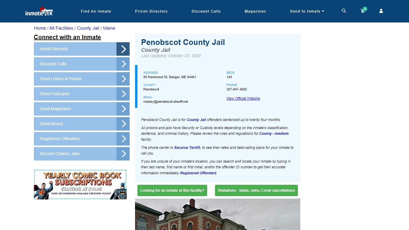 Penobscot County Jail - Inmate Locator - Bangor, ME