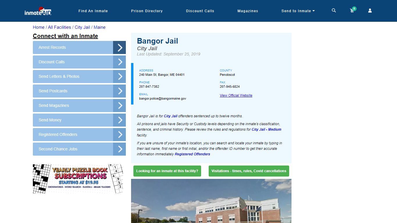 Bangor Jail | Inmate Locator
