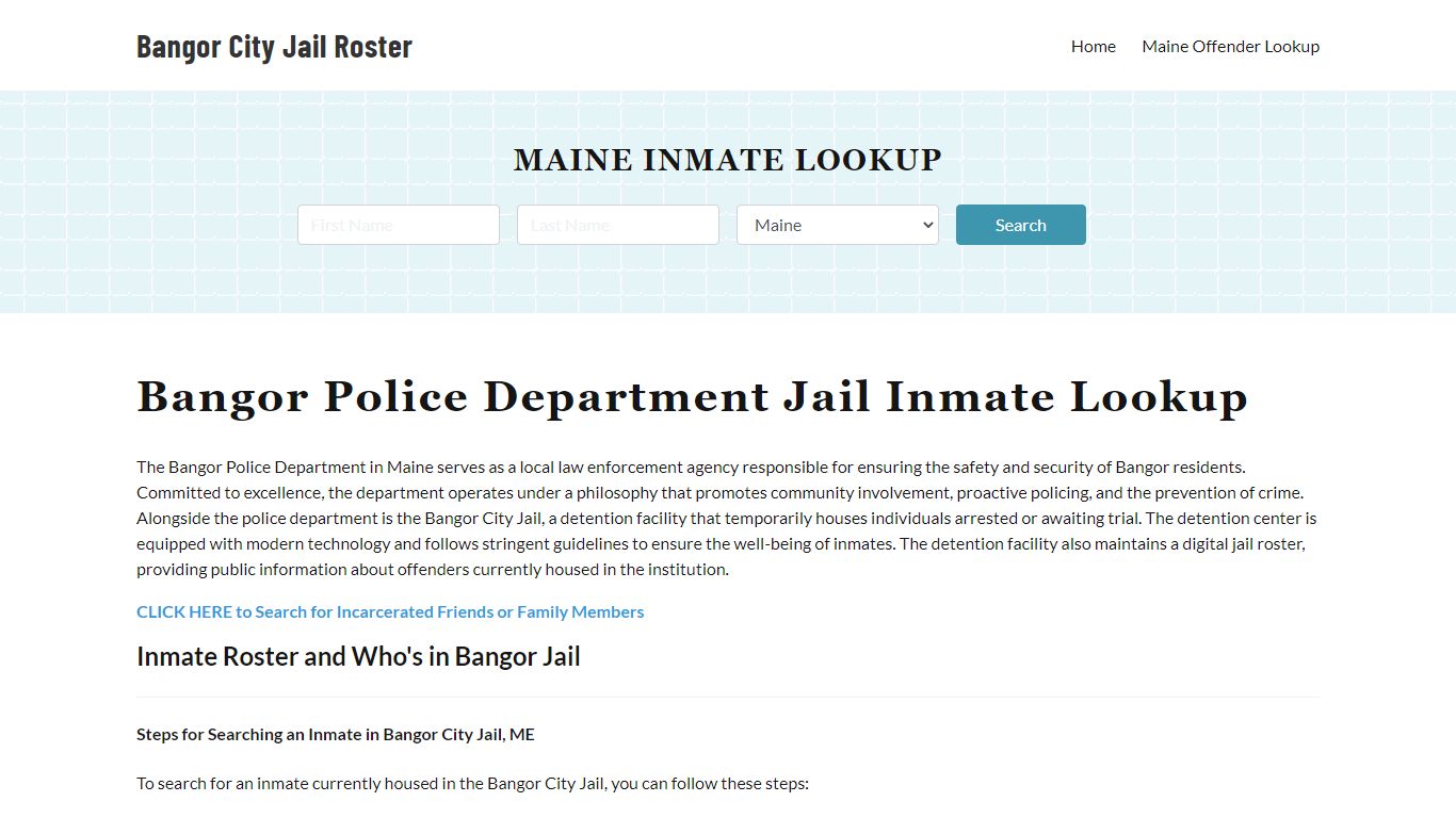 Bangor Police Department & City Jail, ME Inmate Roster, Arrests, Mugshots